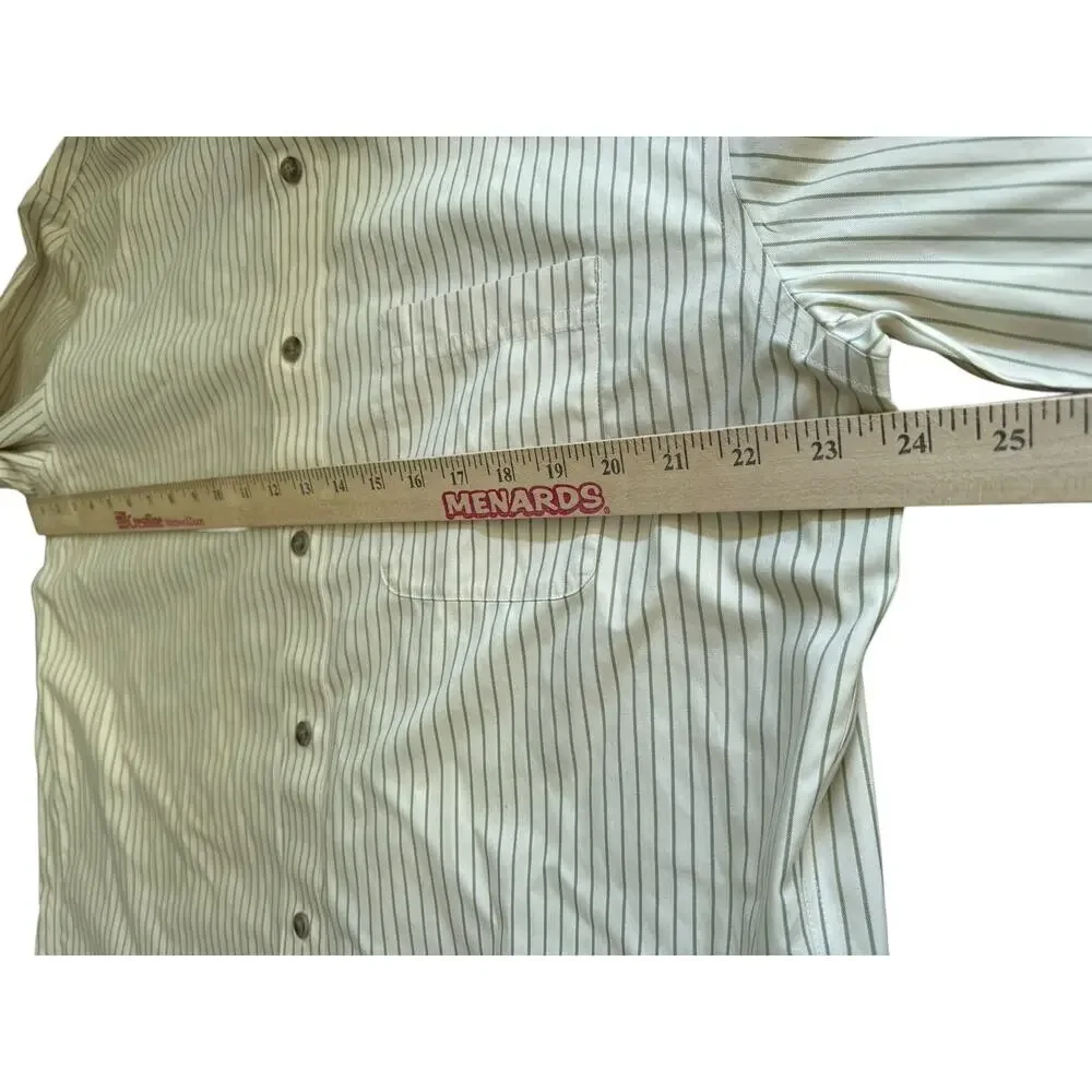 Cabelas Outfitter Series‎ Long Sleeve Shirt Mens Large Beige Button Down Striped